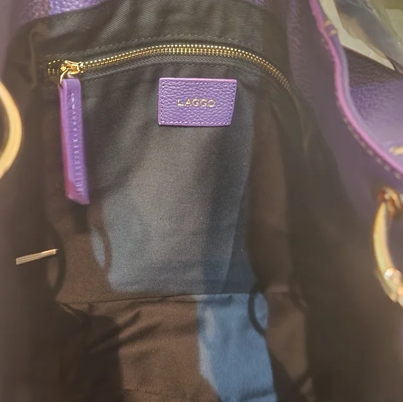 Laggo NWOT Large Purple Leather Julia Shoulder Hobo Purse - Picture 11 of 13